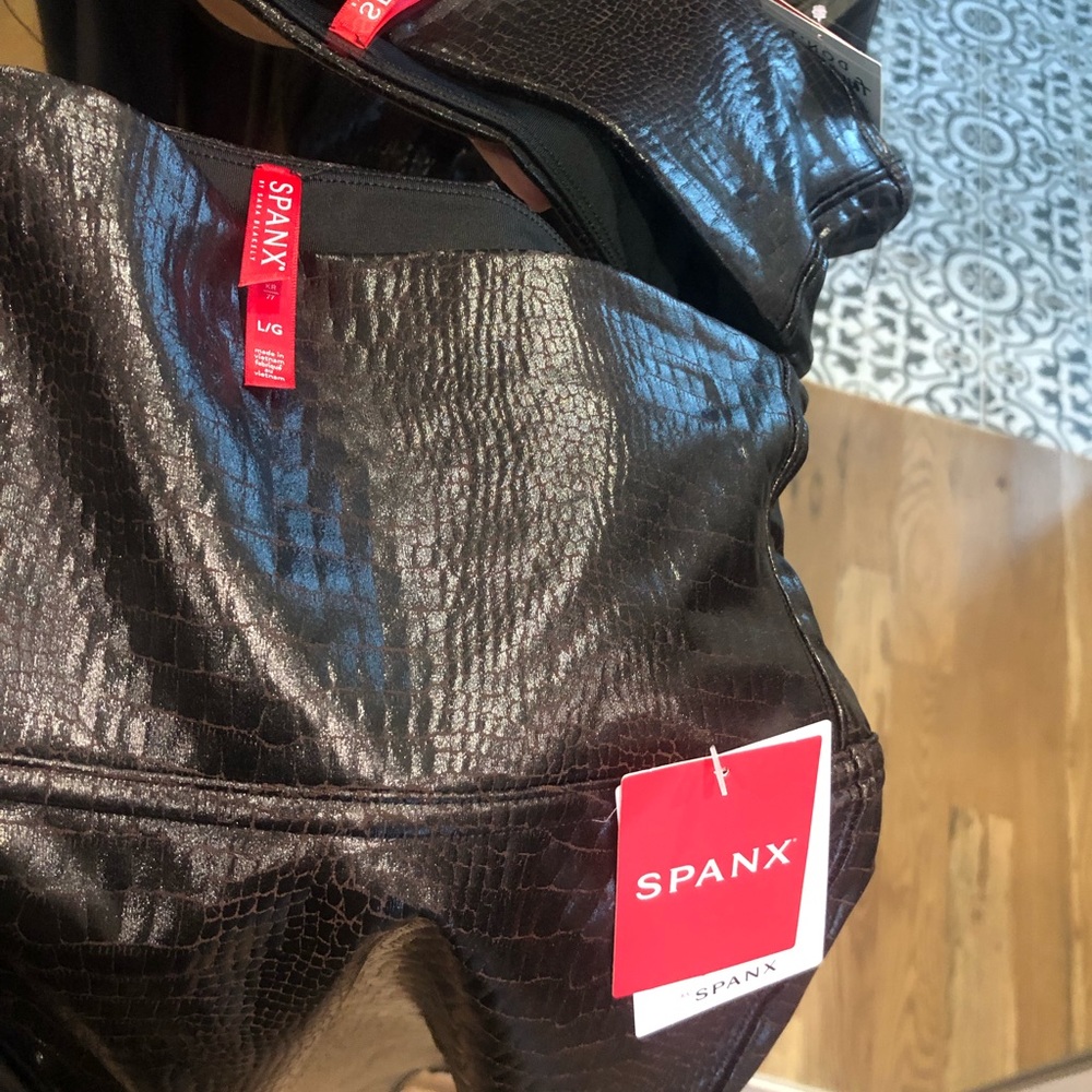 Spanx faux leather croc leggings NWT